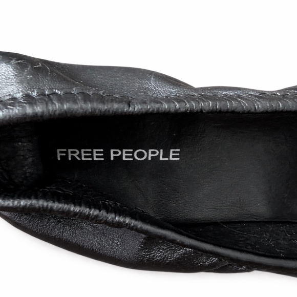 Free People Black Leather Double Strap Ballet Flats Size 9 Square Toe Mary Jane - Picture 2 of 8